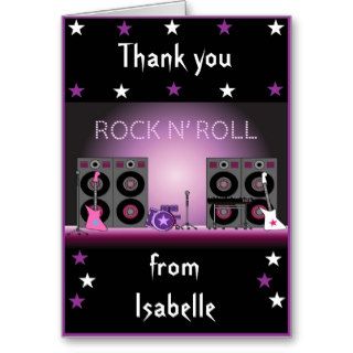Rock Star Girl Birthday Thank You Note Card