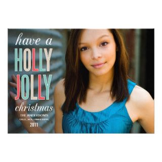 HOLLY JOLLY CHRISTMAS  HOLIDAY GREETING CARD PERSONALIZED INVITATION
