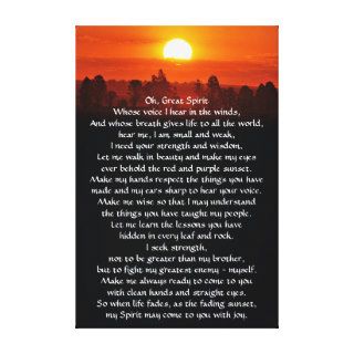 Native American Indian Prayer Gallery Wrapped Canvas