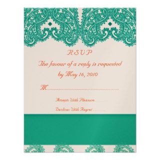 Wedding RSVP Teal and Coral Personalized Invite