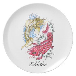 Cool Oriental Koi Fish Red Gold Yin Yang tattoo Plates