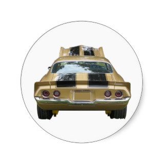 clssic rear of muscle car gold and black stripes round stickers