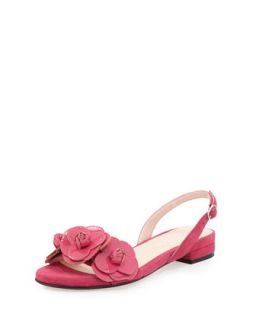 Ida Suede Flower Sandal, Flash Pink   Taryn Rose   Flash pink (38.5B/8.5B)