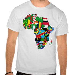 African Map of Africa flags within country maps T shirts