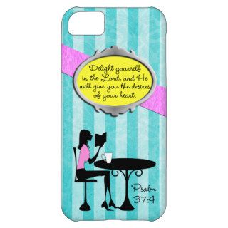 Delight Yourself in the Lord Psalm 374 Bible Teal iPhone 5C Covers