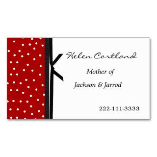 Black, White, and Red Mommy Calling Card Business Card Templates