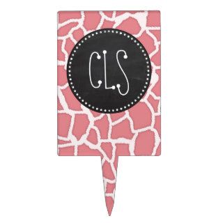 Candy Pink Giraffe Animal Print; Retro Chalk Cake Pick