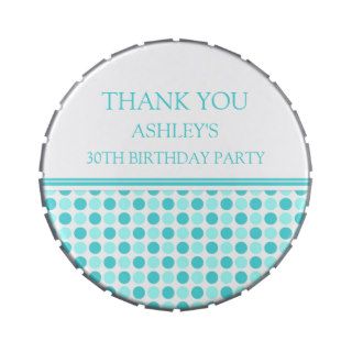 Birthday Party Favor Candy Tin Teal Blue Dots
