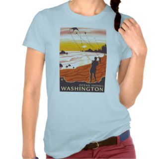 Beach & Kites   Ocean Shores, Washington T shirts