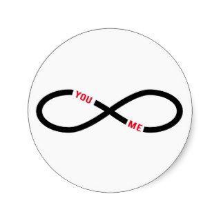 never ending love, infinity sign you and me round sticker