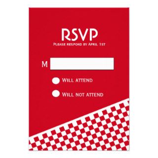 Red Checker Pattern Birthday RSVP Card