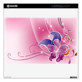 Cute Pink Retro Flowers, Circles, Swirls Skin For MacBook Air