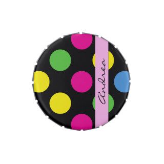 Your Name   Polka Dots (Spots)   Pink Green Yellow Jelly Belly Candy Tin