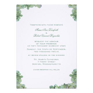 Green Hydrangea Border Wedding Invitation