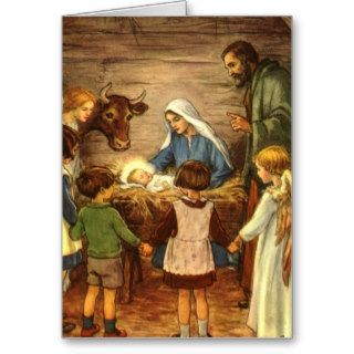 Vintage Religious Christmas, Nativity, Baby Jesus Greeting Card