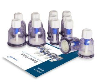 12 Suction Cupping without pump for RELAXING MUSCLES TO BOOST WELL BEING  Steady Ease screw valve suction cups is a modern advancement from traditional cupping treatment. 12 virtually unbreakable plastic cups with built in rubber seal that generates its o