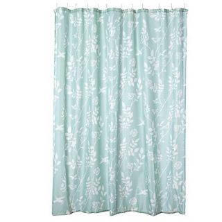 Turquoise bird printed shower curtain