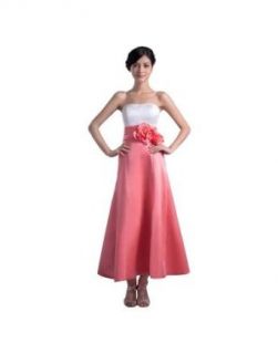 Persun Women's Sheath/Column Strapless Tea Length Chiffon Dress