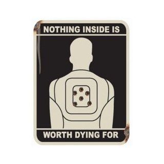 Funny Metal Tin Sign ~ Nothing Inside Is Worth Dying For ~ Approx 12 x 15 Inches Kitchen & Dining