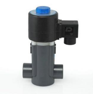 Plast O Matic EASYMT Series PVC Solenoid Valve, For Corrosive and Ultra Pure Liquids, 2 Ways, Normally Closed, Viton Diaphragm, 1.2 Cv factor, 1/4" NPT Female