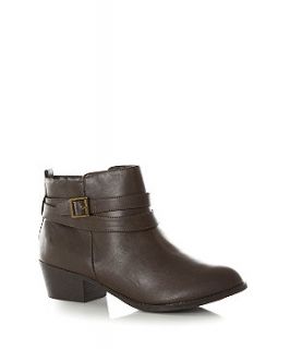Wide Fit Dark Brown Wrap Strap Ankle Boots