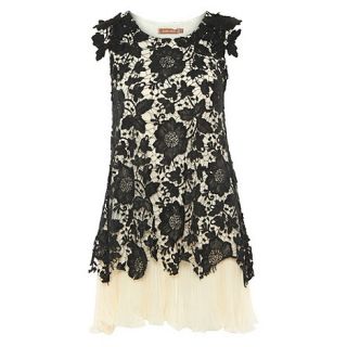 Jolie Moi Black crochet lace layered dress