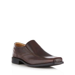 Thomas Nash Wide fit dark brown leather tramline slip on shoes