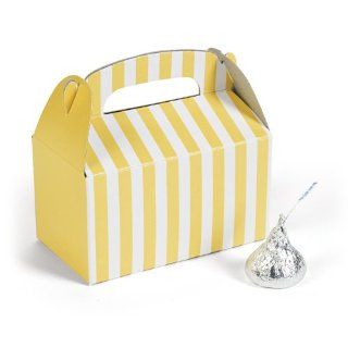 Dress My Cupcake 24 Pack Treat Gable Boxes for Dessert Table, Mini, Yellow Striped Kitchen & Dining