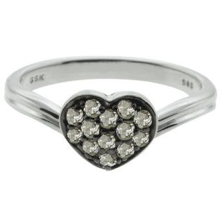 0.29 Ct Round Natural Diamond Sterling Silver Heart Shape Ring Jewelry