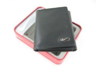 Nike Black Leather Trifold Wallet w/Red Tin Gift Box Sports & Outdoors