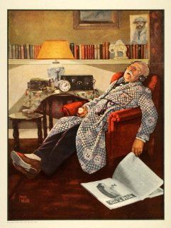 1925 Ad Fisk Tire Old Man Sleeping Chair Art Paul Hesse   Original Print Ad  