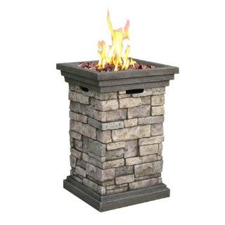 20" Old World Stone Brick Pedestal Style Outdoor Patio Firebowl  Outdoor Fireplaces  Patio, Lawn & Garden