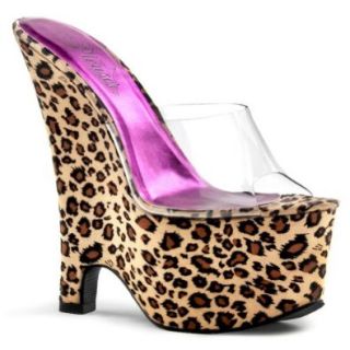6 1/2 Inch Heel Sexy Shoes Leopard Print Wedge Slides Women's Platform Sandals Sexy Wedge Shoes For Women S Shoes