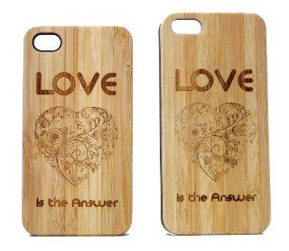 Wood iPhone 5 or 5S Case Cover. Love is the Answer Engraved onto Eco Friendly Bamboo with Natural Wood Grain. Cell Phones & Accessories