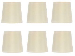 Upgradelights Chandelier Lamp Shade Clip on Shade 5 Inch Eggshell Retro Drum Set of Six Clips Onto Bulb   Lampshades  