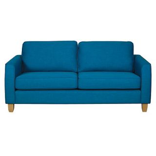 Large teal blue Dante sofa with light wood feet