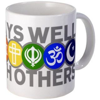 Mug (Coffee Drink Cup) Prays Well With Others Hindu Jewish Christian Peace Symbol Sign  Star Of David Mug  