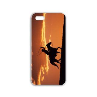 Design Apple Iphone 5/5S Photography Series western cowboy at sunset wide Others Black Case of Hard Case Cover For Girls Cell Phones & Accessories