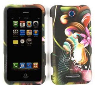 Pink Flower on Black Snap on Cover Faceplate for ZTE Score X500 Cell Phones & Accessories