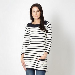 Maine New England Off white striped knit tunic