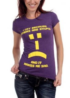 Big Bang Theory   Womens Others Are Stupid Emoticon T shirt in Dark Purple, Size Large, Color Dark Purple Clothing