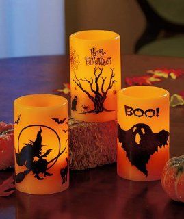 Flamless Halloween Candles, Set of 3, Battery Operated   Seasonal Celebration Candles