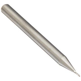 Richards Micro Tool Carbide Micro Square Nose End Mill, Extended Reach, Uncoated (Bright) Finish, 30 Deg Helix, 4 Flutes, 1.5" Overall Length, 0.02" Cutting Diameter, 1/8" Shank Diameter