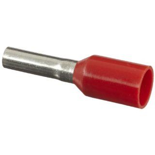 Panduit FSF77 6 D Insulated Ferrule, Single Wire French End Sleeve, 18 AWG Wire Size, Red, 0.11" Max Insulation, 3/8" Wire Strip Length, 0.06" Pin ID, 0.24" Pin Length, 0.49" Overall Length (Pack of 500) Terminals Industrial &