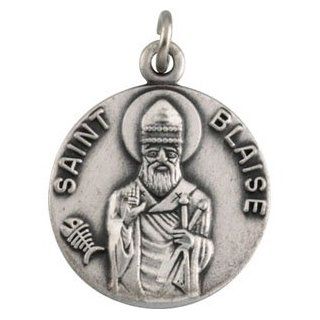 Sterling Silver St. Blaise Medal with 18 Inch Chain Jewelry