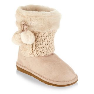 bluezoo Girls beige faux fur cuff boots