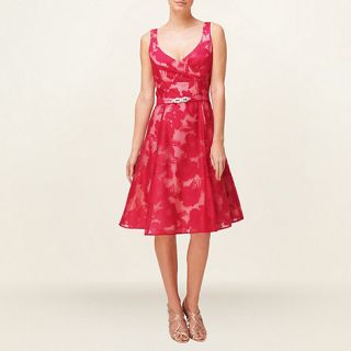 Phase Eight Raspberry Carina Burnout Fit And Flare Dress