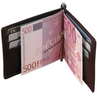Credit Card Holder w/ Money Clip and I.D. Window on Outside Cover Cowhide Napa Leather Black at  Mens Clothing store