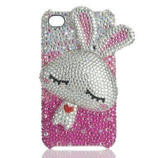 3D Swarovski Crystal Quiet Rabbit iPhone 4G Case Cell Phones & Accessories