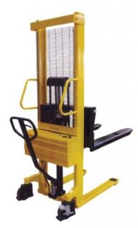 Beacon Combination Hand Pump and Electric Stacker; Overall Size (W x L) 26 3/4" x 42"; Lowered Height 3 11/32"; Raised Height 98"; Capacity 2, 000 lbs; For Use With Skids Only; Model# BSE/HP 98 Material Lifts Industrial & Sci